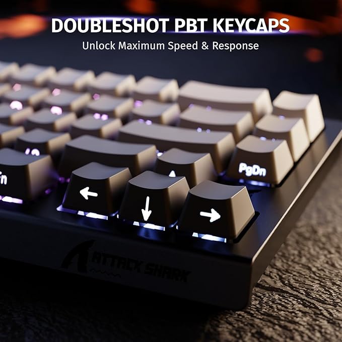 ATTACK SHARK X68 HE Rapid Trigger Mechanical Gaming Keyboard 60% Wired TKL with Adjustable Actuation,Hall Effect Magnetic Switch,8KHz Polling Rate,RGB Backlit,Top Mount,Side Printed Keycap(Moonlight)