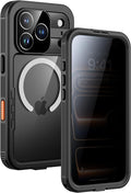 Lanhiem Magnetic for iPhone 17 Pro Max Case, Built-in Privacy Screen Protector, IP68 Waterproof Dustproof Case, Compatible with MagSafe, Anti-Spy Full Body Phone Case for iPhone 17 Pro Max 6.9", Black