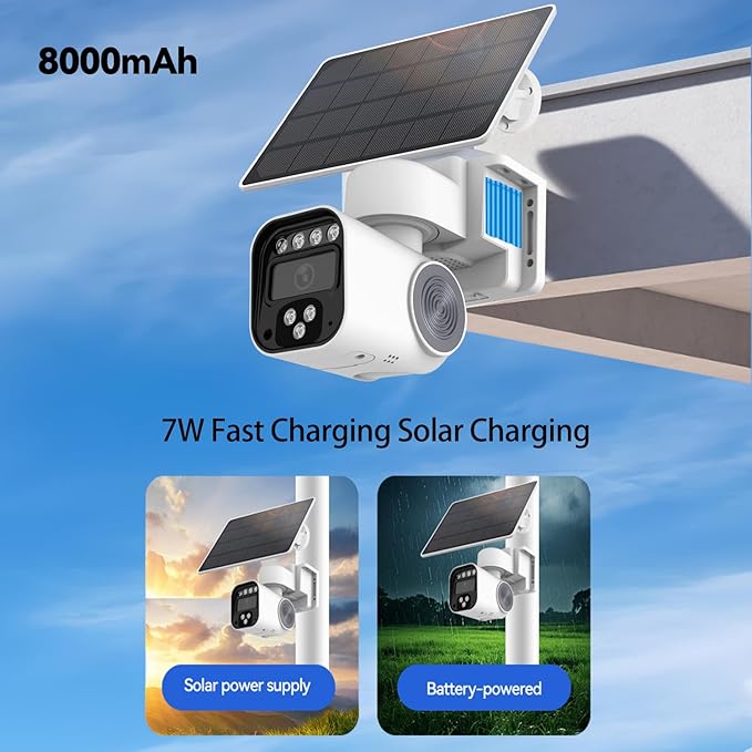 7W Solar 4G Security Cameras Wireless Outdoor, AOV 24/7 Recording Cameras for Home Security, 360° View, 2K Color Night Vision, 2-Way Talk, NO WiFi, Auto Tracking