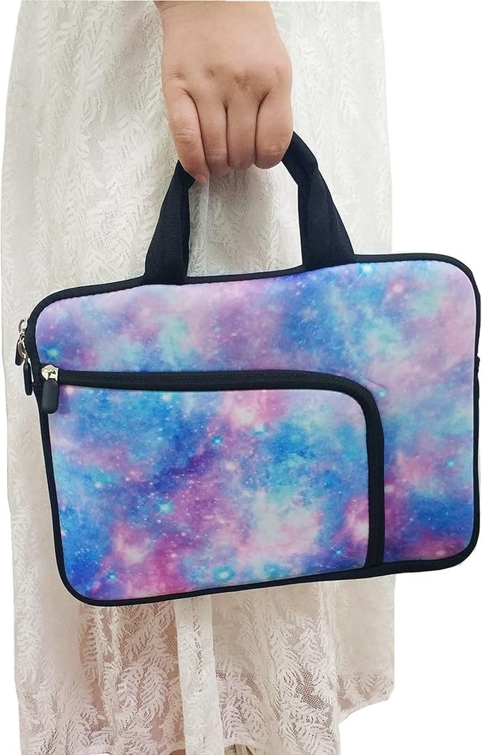 11 11.6 12 12.1 12.5 inches Laptop Sleeve Chromebook Case Ultrabook Case Notebook Sleeve PC Messenger Bag Tablet Case Neoprene Handle Sleeve for Adult Men Women, Two Pockets (Blue Galaxy)