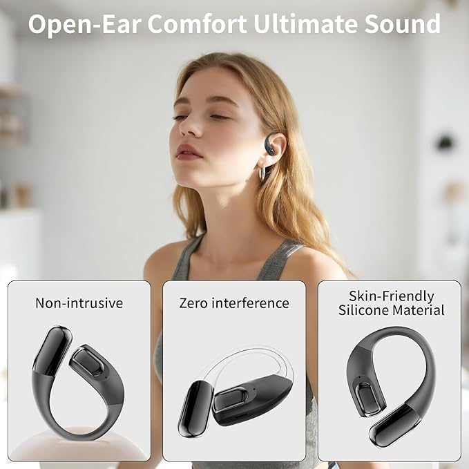 GALAAL Wireless Running Earbuds Bluetooth Headphones,Lightweight Earbuds with Ear Hooks,Bluetooth5.4 Wireless Earphones,25H Playtime, IPX4 Waterproof Running Headphones for Gym(Black)