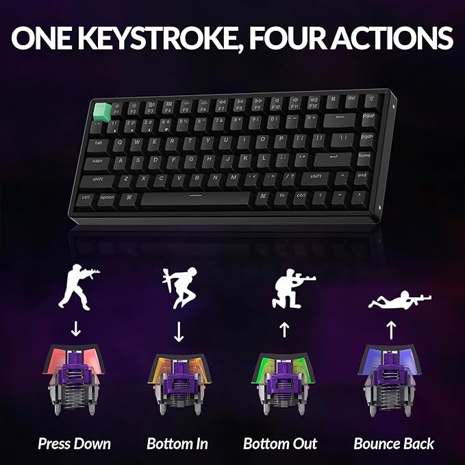 Keychron K2 HE Rapid Trigger Wireless Custom Keyboard with Hall Effect Gateron Double-Rail Magnetic Switch, QMK 2.4 GHz Bluetooth 5.2 RGB Compatible with Mac Windows Linux - Aluminum