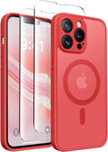 CAPRRO Magnetic for iPhone 13 Pro Max Case, [Compatible with MagSafe] [Full Camera Protection] Shockproof Protective Slim Translucent Matte Phone Case for iPhone 13 Pro Max 6.7'', Watermelon Red