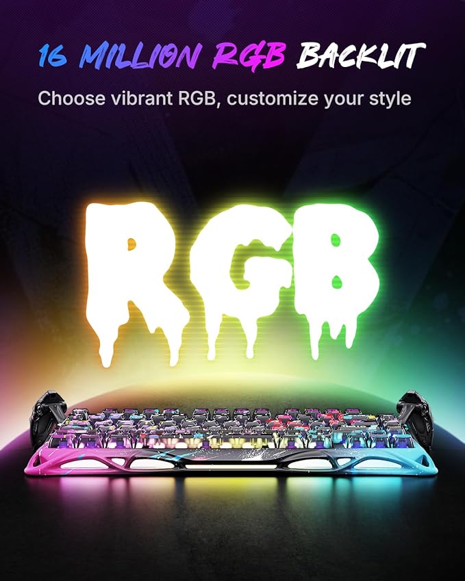 GravaStar Mercury V75 Gaming Keyboard – Hall‑Effect Magnetic‑Switch Keyboard, 8000 Hz Polling, 0.005RT, Wired USB-C, Adjustable Actuation, Semi‑Aluminum Chassis (Neon Graffiti, V75 Pro)
