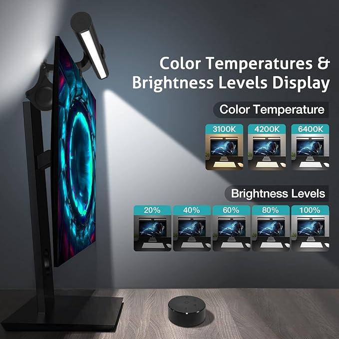 OOWOLF Monitor Light Bar with Remote, Ra95 Computer Monitor Lamp for Eye Caring, USB Reading Lamp Task Lamp, Dimmable Light Bar with Backlight, No Glare Space Saving Home Office 16.14" 2-Pack