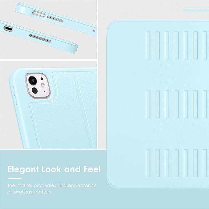 VIKESI Case for iPad Pro 11 inch (M5/M4) 2025/2024,Multiple Angles Stand Cover,Soft Back,Pencil Holder,and Auto Sleep/Wake,Ice Blue