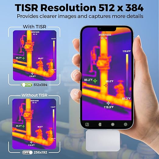 Thermal Camera for Android USB-C, 512x384 Super Resolution with Macro Lens, NeoTamarix 256x192 IR Resolution Thermal Imager, 5°F to 1022°F, Work for Home Industrial PCB Inspection(NOT for iOS)