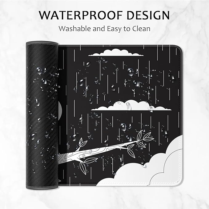 Auhoahsil Ultra Large Gaming Mousepad, XXL Extended Full Size Desktop Matt for Keyboard, Laptop & Computer, 35.5 x 15.7 in, Gothic Black White Owl