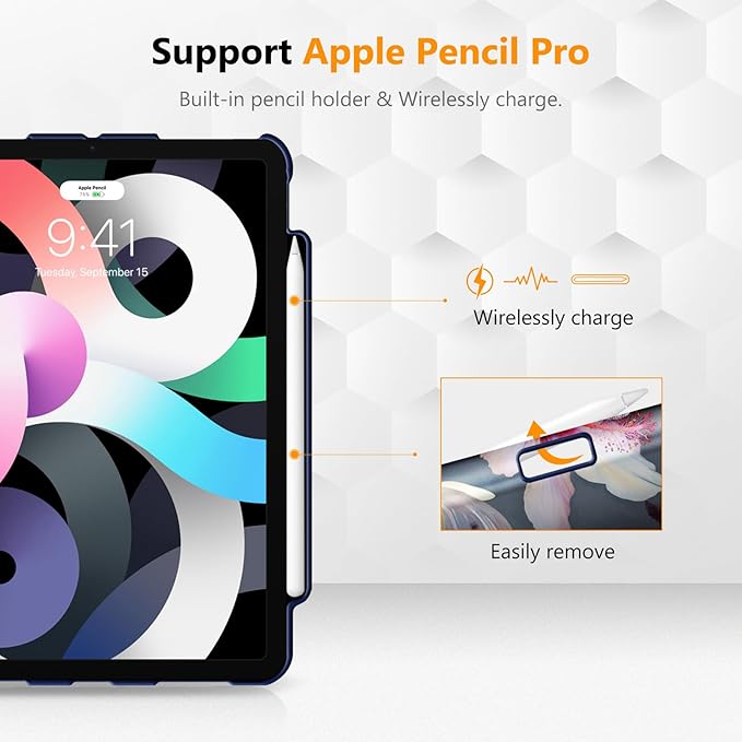 Fintie Rotating Case for iPad Air 11-inch M4/M3/M2 (2026/2025/2024), iPad Air 5th (2022) / 4th Generation 10.9 Inch - 360 Degree Rotating Protective Stand Cover with Pencil Holder, Hibiscus