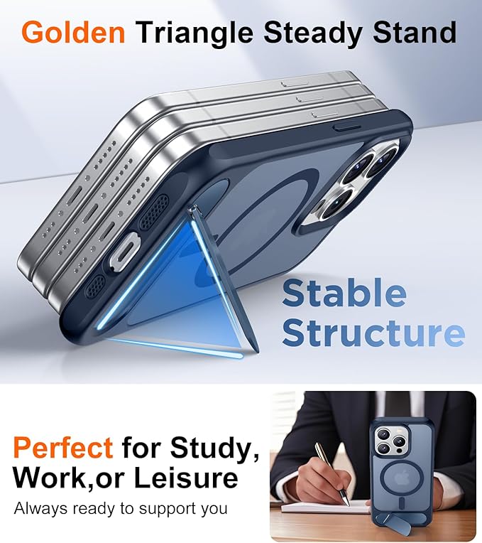 Magnetic Compatible with iPhone 15 Pro Case, [Built-in Invisible Kickstand][Compatible with MagSafe] [Military Grade Shockproof] Slim Translucent Matte Phone Case for iPhone 15 Pro 6.1"