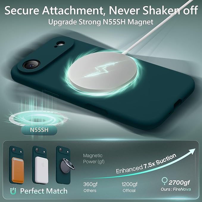 FireNova Magnetic for iPhone Air Case, Compatible with MagSafe, [Integrated Silicone Camera Control Button] [Camera Protection] Microfiber Lining Phone Case for iPhone 17 Air, 6.5", Teal
