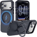 Strong Magnetic Case for iPhone 17 Pro (6.3", 2025) with Stand, Drop-Proof Bumper Cover with Contrast Color Border, Military-Grade Drop Protection, Shockproof Slim Thin Cover,Black