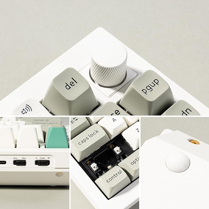Keychron Q1 Max RGB QMK/VIA Custom Mechanical Keyboard, Full Metal Programmable Knob 2.4 GHz/Bluetooth/Wired Keyboard with Hot-Swappable Gateron Jupiter Brown Switch for Mac Windows Linux - White