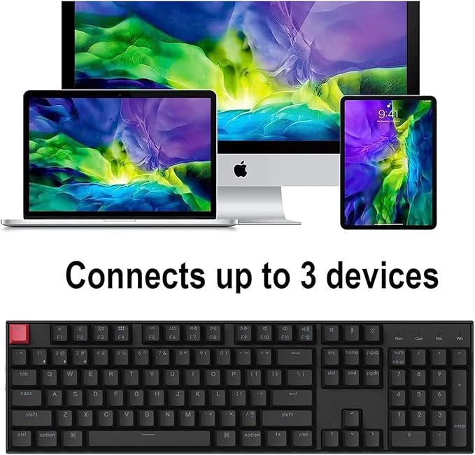Keychron K10 Version 2, QMK Wireless Mechanical Gaming Keyboard, Full Size Hot-swappable Super Red Switch, RGB Bluetooth/USB-C Wired Professional Office Keyboard for Mac/Windows