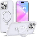 SKYLMW Compatible with iPhone 16 Pro Max Case with Invisible Magnetic O-Ring Stand Military-Grade Phone Case for iPhone 16 ProMax 6.9" [Compatible with Mag-Safe][Great Grip Feeling],Translucent