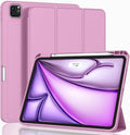ZryXal New iPad Air 13 Inch Case M3 2025/M2 2024 with Pencil Holder, Trifold Stand Smart Case with Soft TPU Back,Auto Wake/Sleep(Pale Violet Red)