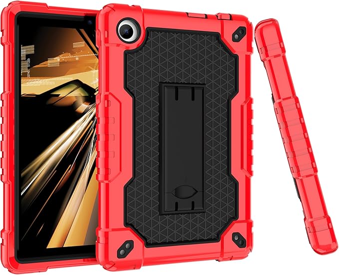 Case for for AT&T Amigo Jr. Tab 8 inch Tablet 9136K - [Built-in Kickstand] Anti Slip Kids Friendly Shockproof Silicone Protective Cover (Red/Black)