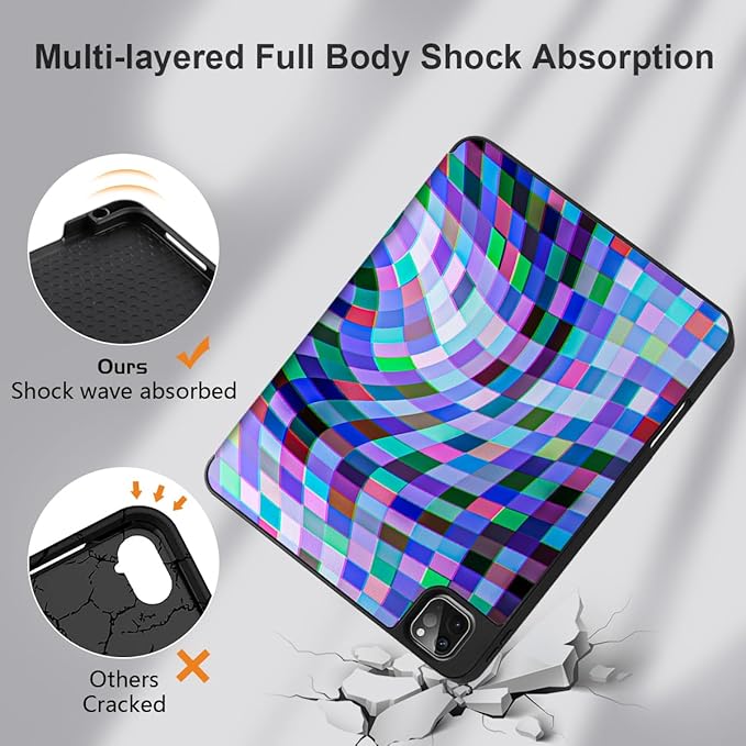MEEgoodo for iPad Pro 12.9 Case M2 6th/5th/4th/3rd Generation 2022 2021 2020 2018 with Pencil Holder, Tablet Cover with Soft TPU Back Shell, Blue Shades