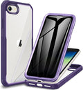 CENHUFO Privacy Case for iPhone SE 2022 3rd / iPhone SE 2020 2nd / iPhone 8/7, Full Body Phone Cover with Built-in 9H Tempered Glass Privacy Screen Protector, Anti Peep Shockproof Bumper - Purple