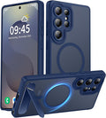 Magnetic for Samsung Galaxy S25 Ultra Case, [Compatible with MagSafe][Full Camera Protection][Built-in Invisible Kickstand] Translucent Matte Phone Case for S25 Ultra 6.9" - Blue