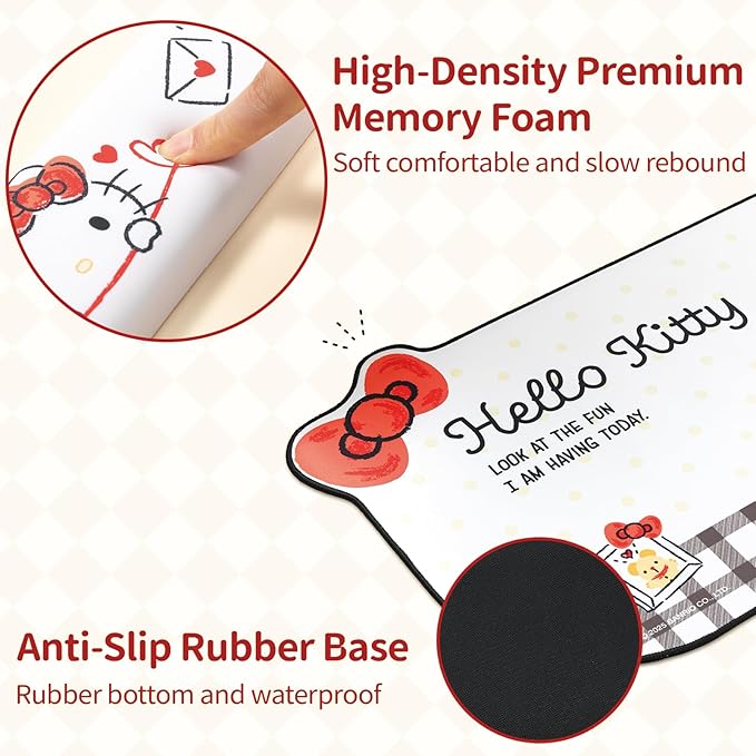 Kuitmor Cartoon Cat Mouse Pad Wrist Rest Support Set, Non-Slip Desk Mat and Memory Foam Wrist Rest for Keyboard and Mouse, Perfect for Gaming or Home Office Work - HLK