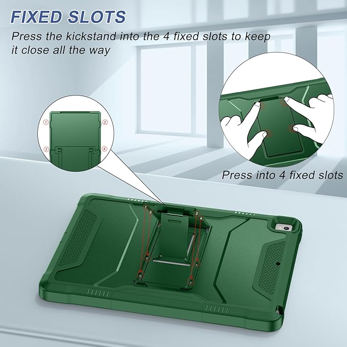 Soke Case for iPad 6th/5th Generation 9.7 Inch 2018/2017,with Built-in Screen Protector and Kickstand, Rugged Full-Body Heavy Duty Protective Cover for Apple iPad Air 2 /Pro 9.7 - Alpine Green