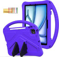 Kids Case for iPad Pro 11-inch (M5) 2025/(M4) 2024, Air 11" 2026 M4/M3/M2 Case with Pencil Holder, Techcircle Lightweight Shockproof EVA Foam Handle Stand Anti-Slip Grip Rugged Cover, Purple