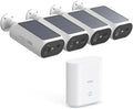 aosu Solar Security Cameras Wireless Outdoor, 2Mins DIY Installation, No Subscription Required Cameras for Home Security System, Local Storage, 2K Color Night Vision, 2.4&5GHz WiFi, 4 Cam-kit