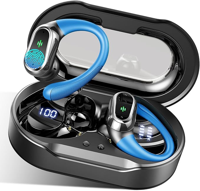 Wireless Earbuds, 2026 Bluetooth 5.4 Headphones Sport, 50Hrs HiFi Stereo Deep Bass Over-Ear buds with ENC Noise Cancelling Mic, IP7 Waterproof & LED Display Earphones with Earhooks for Workout/Running