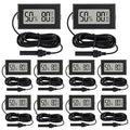10Pcs Mini Digital Thermometer Hygrometer Gauge with Probe Sensor LCD Display Meter Indoor Temperature Humidity Fahrenheit Meter for Incubator Plant Tank Garden ℉
