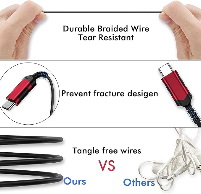 USB C Headphone Type C Earphone Magnetic Wired Earbuds for iPhone 17 Pro Max 16 16e 15 17e for Samsung S26 S25 FE S24 A36 S23 for iPad A16 Pixel 10a 10 9 Noise Canceling in-Ear Headset with Microphone