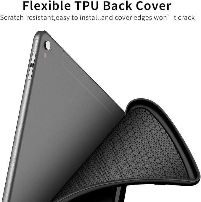 Gexmil Genuine Leather Case for iPad Pro 11 Inch 4/3/2/1st Gen 2022/2021/2020/2018,Smart Folio with Pencil Holder,Protective Shockproof Real Leather Cover,Auto Sleep/Wake,Sanded Black