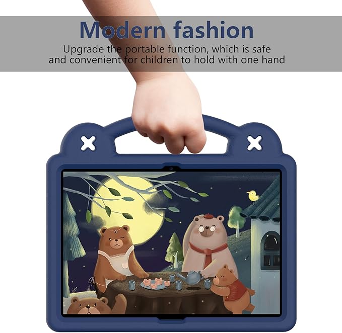 AKABEILA Compatible with Huawei MediaPad T5 10.1/Lenovo Tab M10/Lenovo Tab P10 Tablet Case, Kids Lightweight Shockproof Protective Case with Shoulder Strap & Stand Handle - Navy Blue