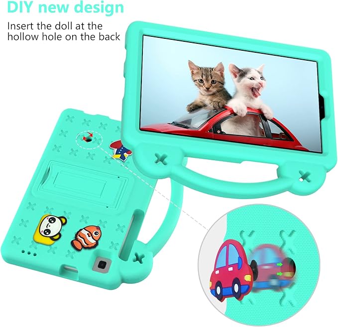 AKABEILA Compatible with Huawei MediaPad M3 Lite S 8.0/Samsung Tab A 8.0 2019 T290/T295/Tab A7 Lite 8.7 T220/T225 2021 Tablet Case, Kids Case with Shoulder Strap & Stand Handle Mint Green