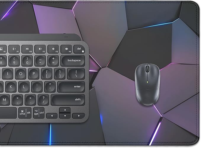 Cool Polygons Desk Pad Mouse Pad,Large XL Technology Mouse Mat with Stitched Edges,Non-Slip Rubber Base Mousepad for Office PC Keyboard Laptop and Home Work Desk Mat(27.5X11.8 in)