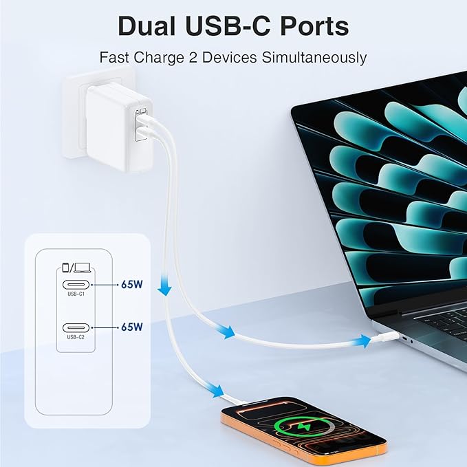 Mac Book Pro Charger and 10ft Type C to C Cable Cord Long,100W USB C Fast Charging Power Adapter for MacBook Pro/Air 16 15 14 13 inch/2025 2024 2023 2022 2021/M5 M4 M3 M2M1/Laptop,iPad,iPhone 17 16 15