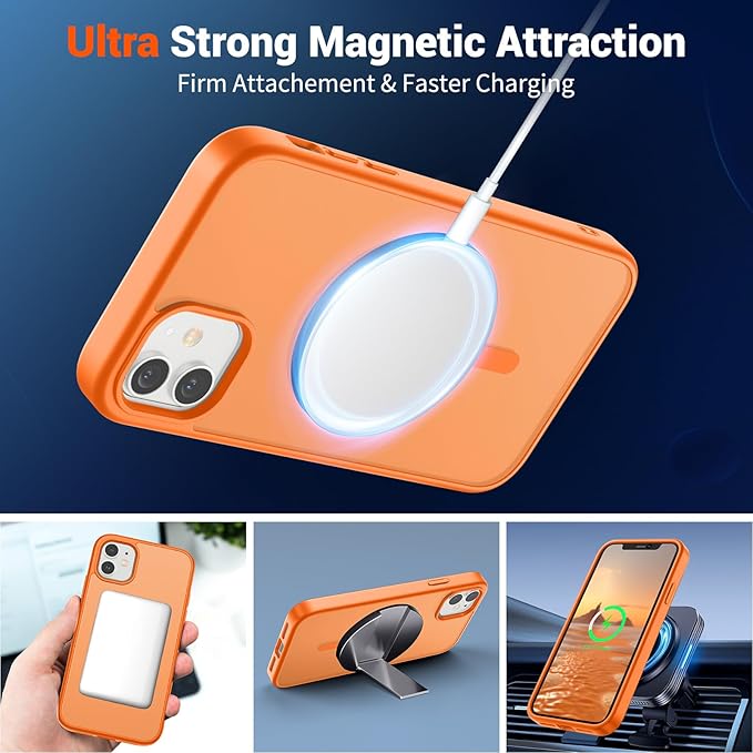 SUPFINE Magnetic for iPhone 12 Case/iPhone 12 Pro Case (Compatible with MagSafe)(Military Grade Drop Protection) Translucent Matte Shockproof Phone Cover,Starry Orange
