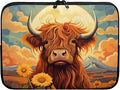 Highland Cattle Computer Sleeve for Women Men Laptop Sleeve 15 inch Neoprene Laptop Covers with Padded Compartment Lap Top Case Sunflower Computer Carrying Bag Brown