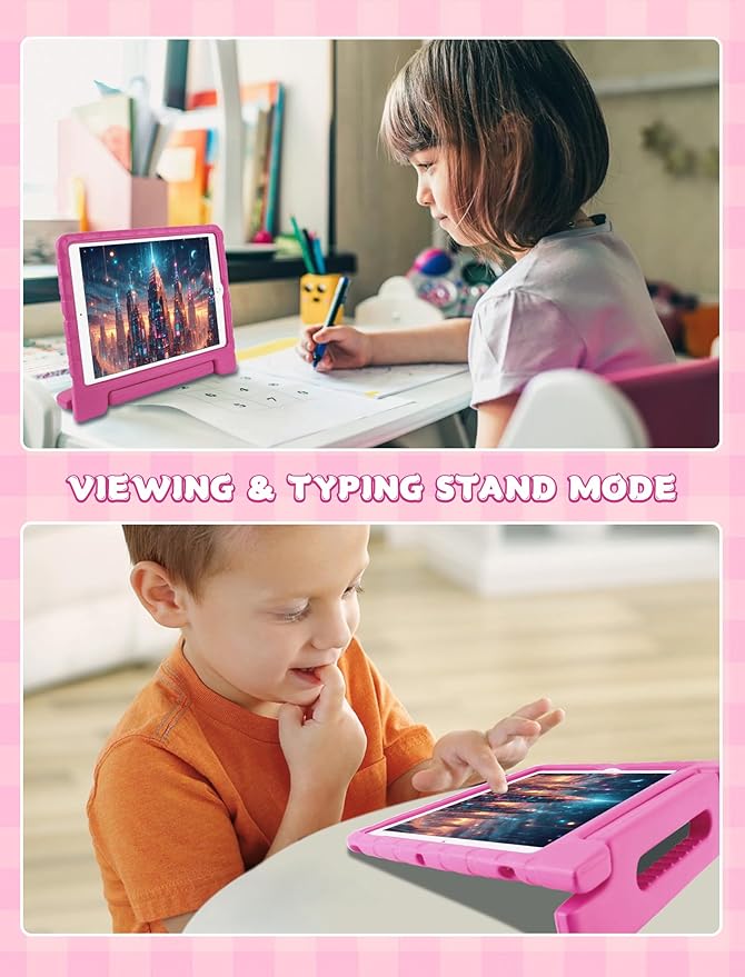 Kids Case for iPad Pro 12.9 2017(2nd Gen)/2015(1st Gen) with Pencil Holder and Handle Stand, EVA Rugged Cover Compatible with iPad Pro 12.9-inch for Child Boys Girls Toddlers(Rose Red)