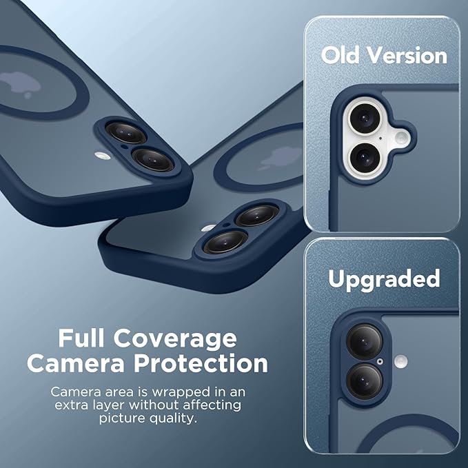 CAPRARO Magnetic Compatible with iPhone 16 Case, Upgraded [Full Camera Protection] [Compatible with MagSafe] Protective Translucent Matte Women Girl Phone Case Cover, Ocean Blue