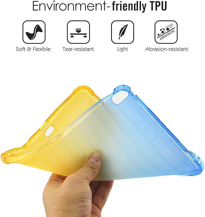 Case for iPad Air 11" M2 (2024) & iPad Pro 11 inch 4th/3rd/2nd/1st Gen (2022/2021/2020/2018) & iPad Air 5th/4th Gen 10.9" (2022/2020) Translucent Frosted Clear TPU Back Cover, Blue & Yellow