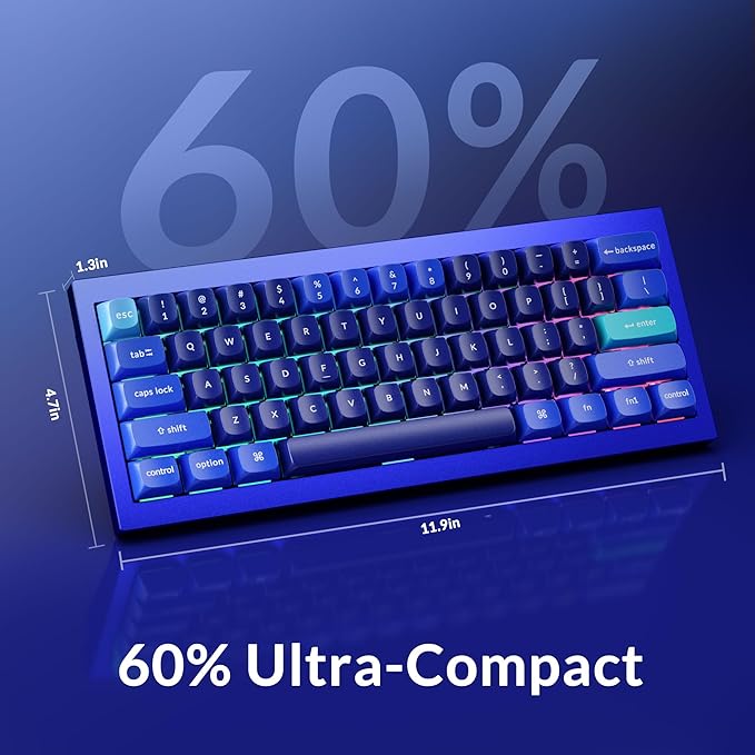Keychron Q4 Wired Custom Mechanical Keyboard, QMK/VIA Programmable Macro, Full Aluminum, Hot-Swappable Gateron G Pro Brown Switch, 60% Layout Double Gasket Compatible with Mac and Windows - Blue
