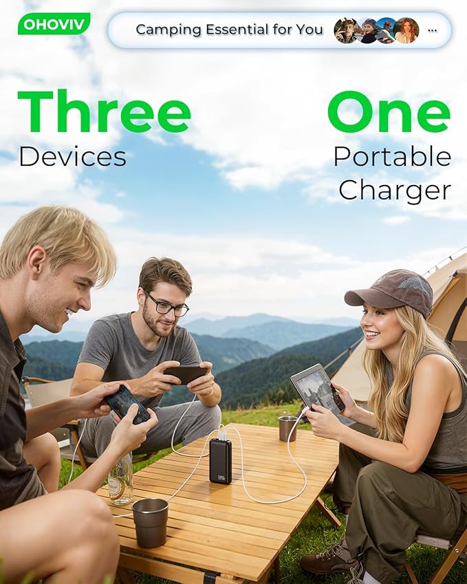 OHOVIV Portable Charger 50000mAh Power Bank - 22.5W Fast Charging External Battery Pack,USB-C Portable Phone Charger for iPhone 17/16/15/14/13 Pro Android Samsung, for Travel Camping Essential