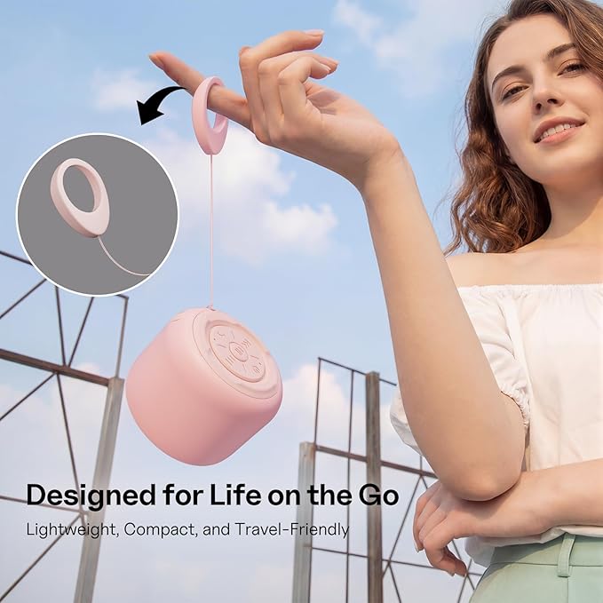 Bobtot Portable Bluetooth Speakers with Strap Easy to Carry, Wireless IPX5 Waterproof Mini Speaker with Loud Stereo Sound, 20 Hours Playtime, Rechargeable Battery, Built-in Microphone, Pink