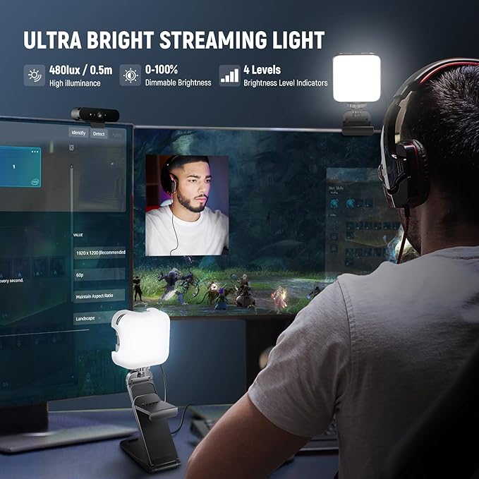 NEEWER GL1 PRO Black 15.5" LED Streaming Key Light for Gaming Recording Zoom Call Compatible with Elgato Stream Deck, PL81 PRO Streaming Light Included