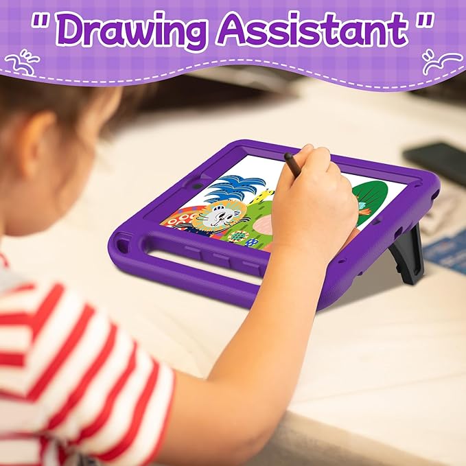 BMOUO Kids Case for iPad 6th/5th Generation (iPad 9.7-inch, 2017/2018), iPad 9.7/Air 2 Case with Screen Protector, Shockproof Handle Stand iPad 6th 5th Generation Cas e for Kids, Purple