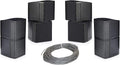 Pure Resonance Audio MC2.5B Mini Cube 2.5 inch Speaker Bundle with Installation Wire - Home Value Pack (4 Pack, Black) (with Brackets & Wire)