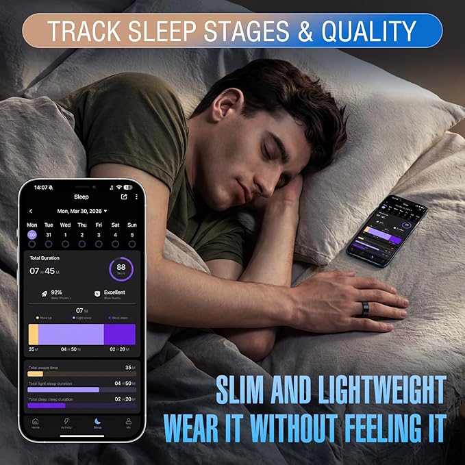 Halo Ring Smart– Compatible with iOS and Android Systems, No Subscription Required, Long Battery Life, Equipped with Sensor Technology, Supports Fitness, Blood Oxygen, and Sleep Monitoring.