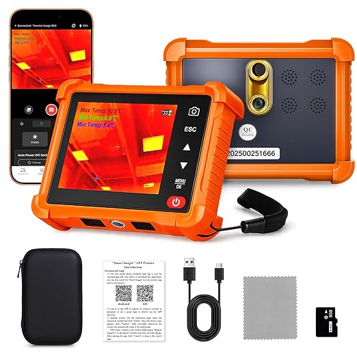 Compact Thermal Imaging Camera 256x192 IR Resolution, WapoRich Mini Thermal Imager with Visual Camera, -4°F to 1022°F, 25Hz – RQ-953A Infrared Cameras for HVAC, Home Inspection, Water/Air Leak
