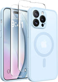 CAPRARO Magnetic for iPhone 14 Pro Max Case, [Compatible with MagSafe] [Full Camera Protection] Shockproof Protective Slim Translucent Matte Phone Case for iPhone 14 Pro Max 6.7'', Light Blue